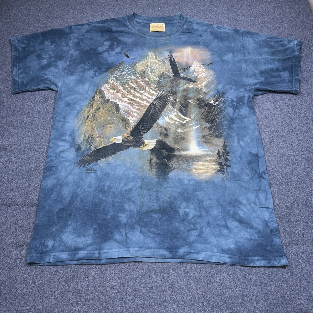 Vintage The Mountain Shirt Mens XL Bald Eagle Graphic Print Nature Tee Tie Dye